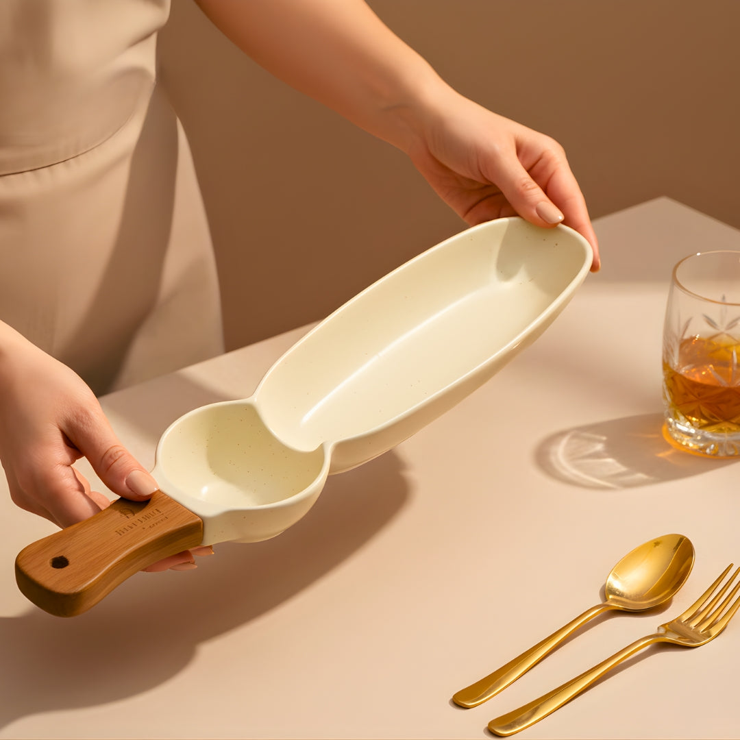 Swasha Single Handle Ceramic Chip Dip Platter (Set Of 2)