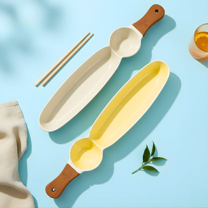 Swasha Single Handle Ceramic Chip Dip Platter (Set Of 2)