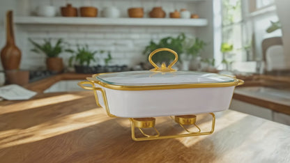 Porcelain Hot Pot for Food Warming – Swasha White Tableware (Rectangular)