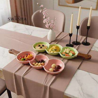 Multi-purpose Ceramic Chip Dip Platter with Handle (Set Of 2) Swasha