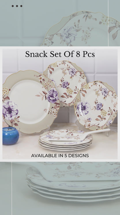 Swasha Home Decor Snacks Set - Premium Porcelain Serving Plates and Spatula